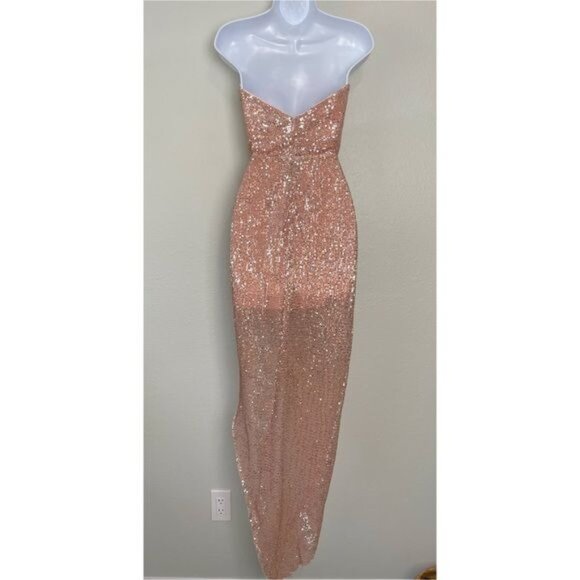 NBD Revolve sequin kash gown baby pink strapless XS - Picture 9 of 15